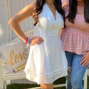 White Fit and flare eyelit dress